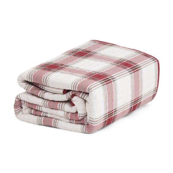 BROOKS BROTHERS Red and White 3pc Luella Plaid Quilt Set - Picture 2 of 2